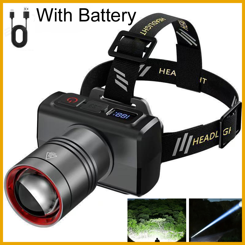 Outdoor Lighting Sensor - 2026 LED digital Rechargeable Headlamp Super