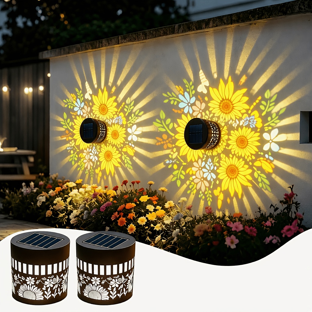 Outdoor Lighting On Fence - 2 pack Solar Fence Lights, Metal
