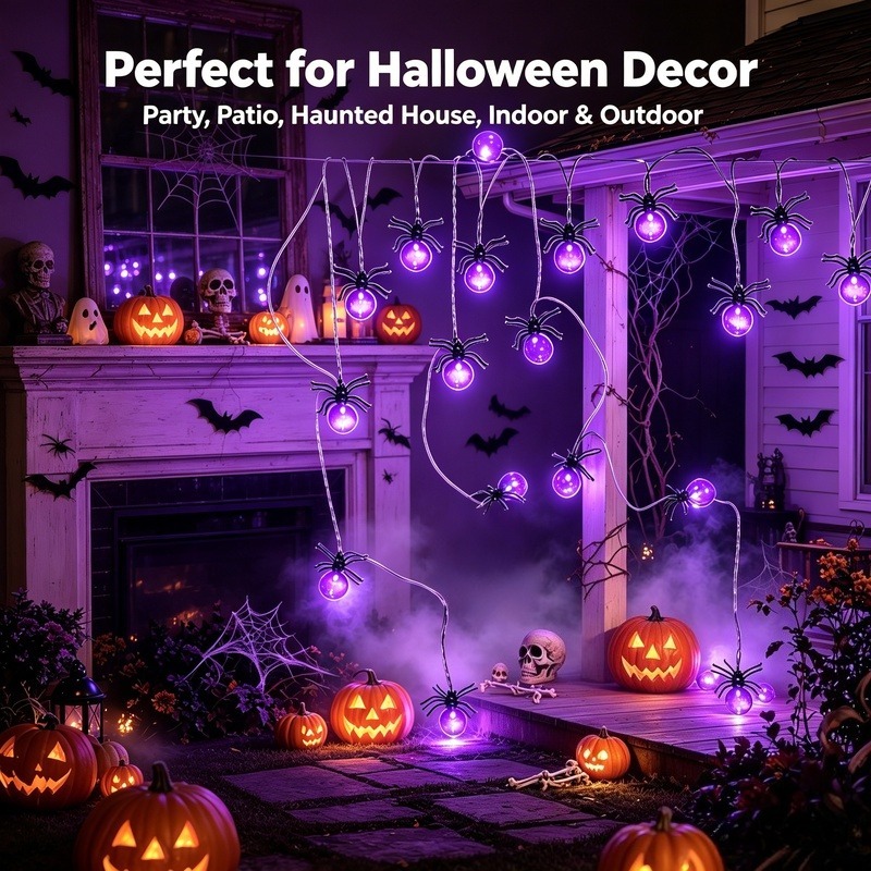 Battery Powered Spider LED Str - Outdoor Lighting Yard Decoration recension och pris