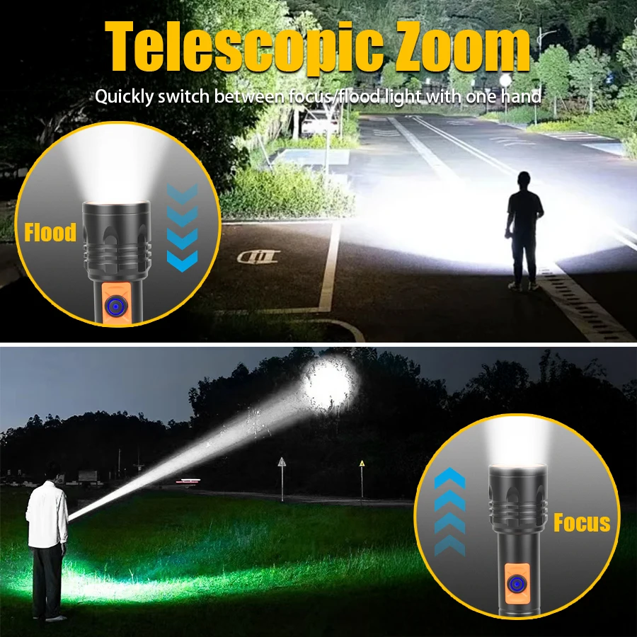 High Power LED Flashlight USB  - Outdoor Lighting Bulbs recension och pris