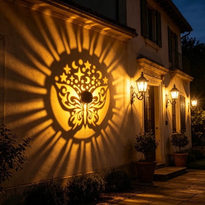 Solar Mandala Butterfly Projec - Outdoor Lighting On Fence recension och pris