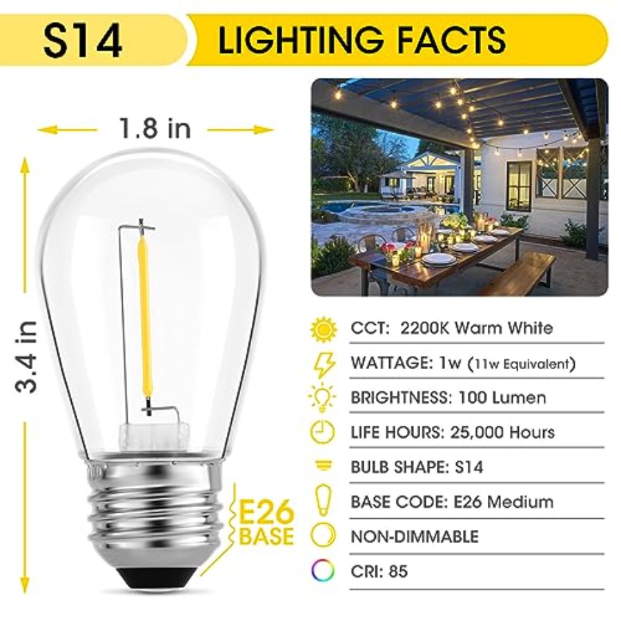 36 Pack S14 LED Bulbs for Outd - Outdoor Lighting Bulbs recension och pris