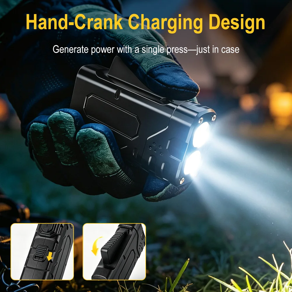BORUIiT Hand Crank EDC LED Fla - Outdoor Lighting Lumen recension och pris