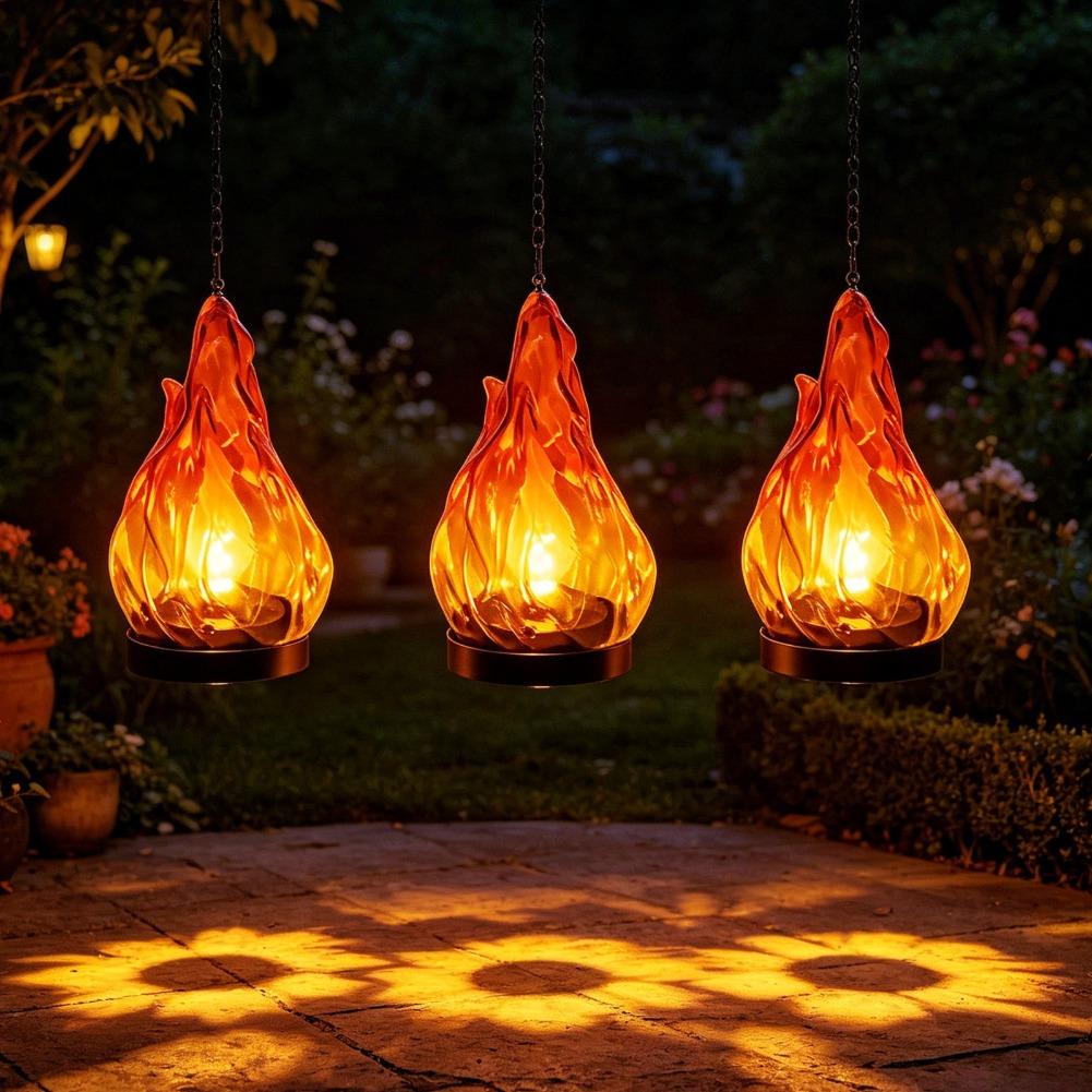 Solar Flame Hanging Lantern Li - Outdoor Lighting Yard Decoration recension och pris