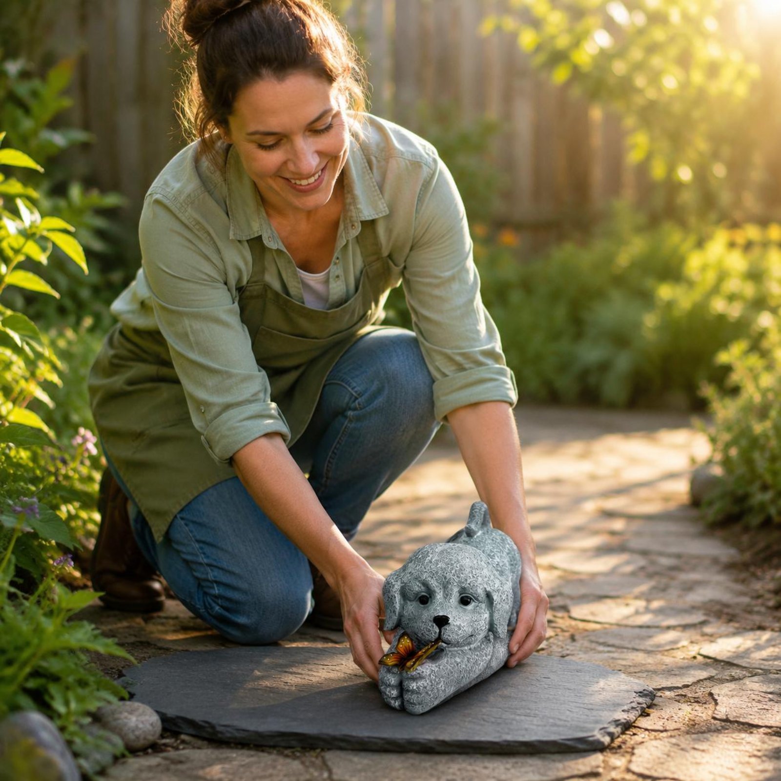 Solar Dog Statue Resin Craft S - Outdoor Lighting Yard Decoration recension och pris