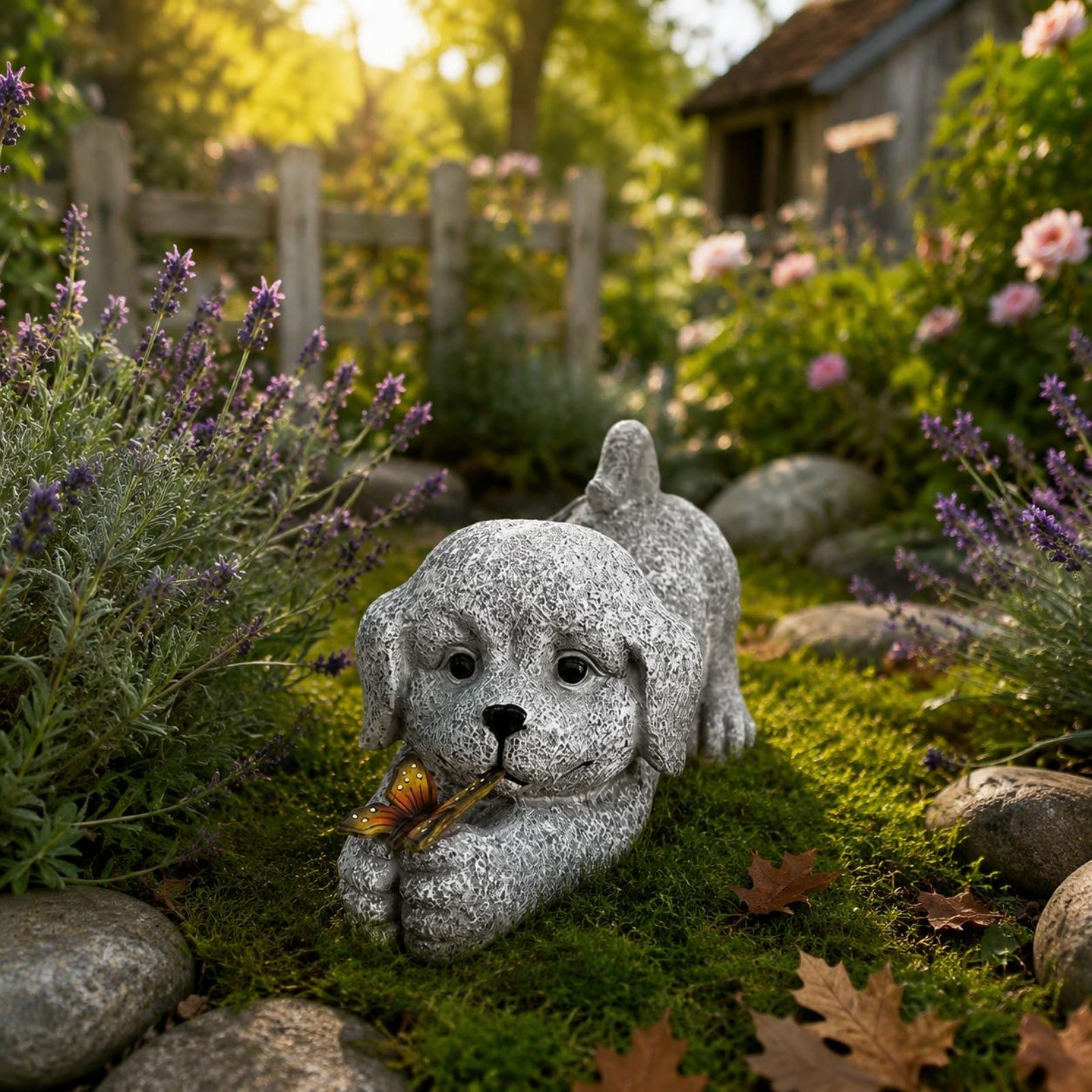Solar Dog Statue Resin Craft S - Outdoor Lighting Yard Decoration recension och pris