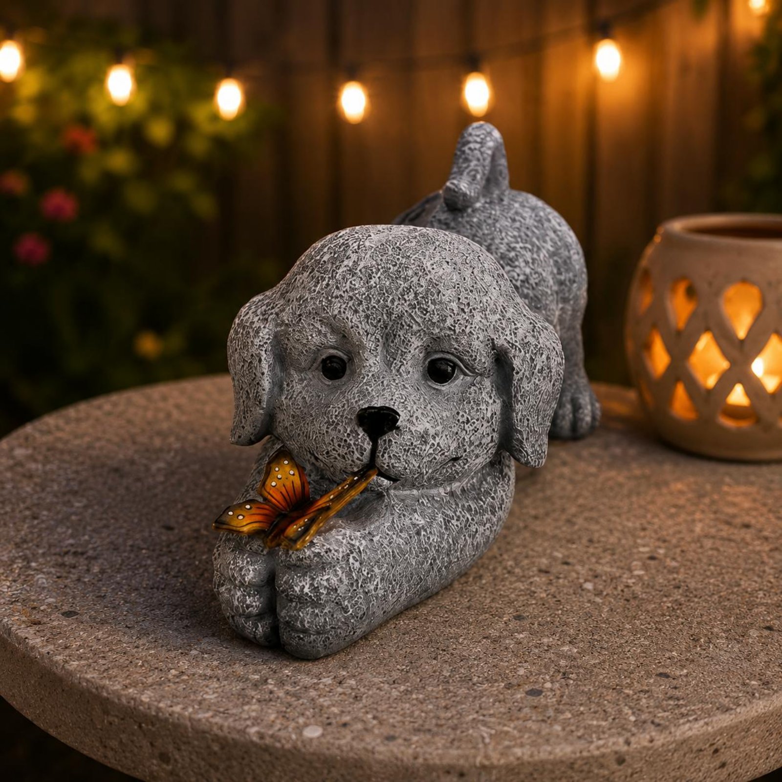 Solar Dog Statue Resin Craft S - Outdoor Lighting Yard Decoration recension och pris