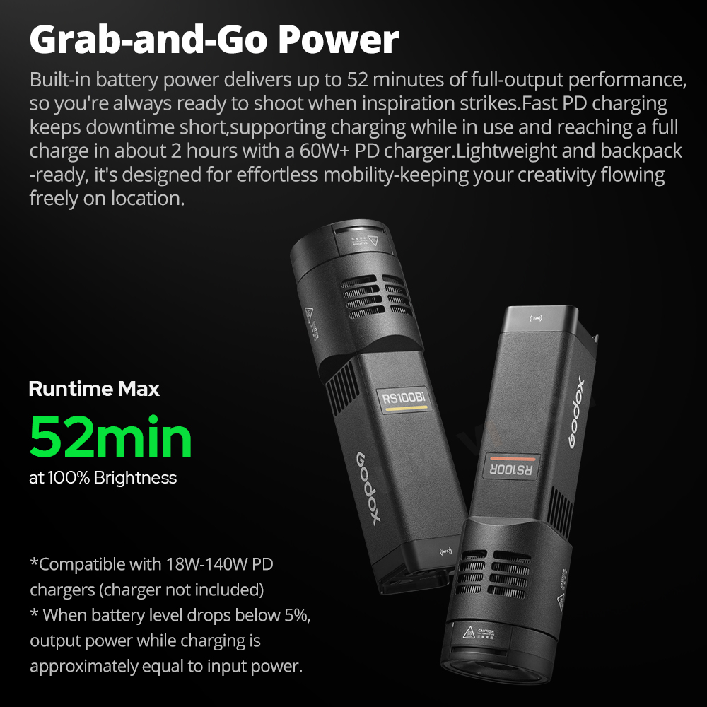 GODOX RS100Bi 28600Lux Bi-colo - Outdoor Lighting Video Shooting recension och pris