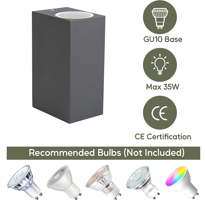 Black/White Aluminum GU10 Base - Outdoor Lighting Wall Mount recension och pris